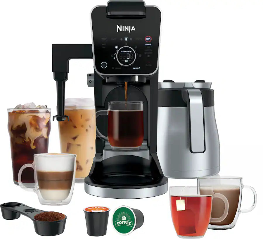Ninja DualBrew PRO 12-Cup Specialty Coffee System with Thermal Carafe, K-Cup Compatible, Hot Water System and Frother - Black/Silver