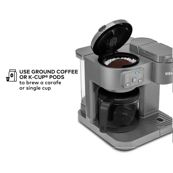 Keurig K-Duo Essentials Hot and Iced Single-Serve K-Cup Pod Coffee Maker and Carafe - Moonlight Grey