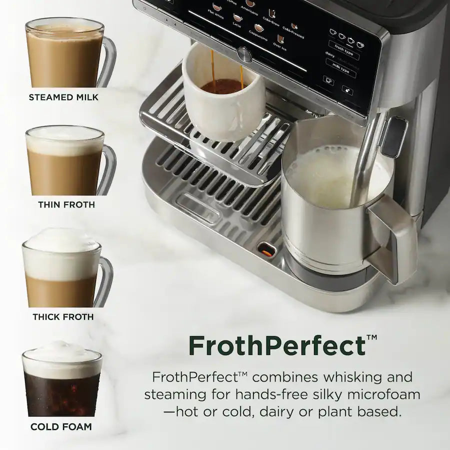 Ninja AutoBarista Fully Automatic Espresso Machine and Frother, 10 Drink Presets, Built-In Grinder - Stainless Steel