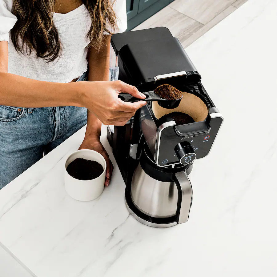 Ninja DualBrew PRO 12-Cup Specialty Coffee System with Thermal Carafe, K-Cup Compatible, Hot Water System and Frother - Black/Silver