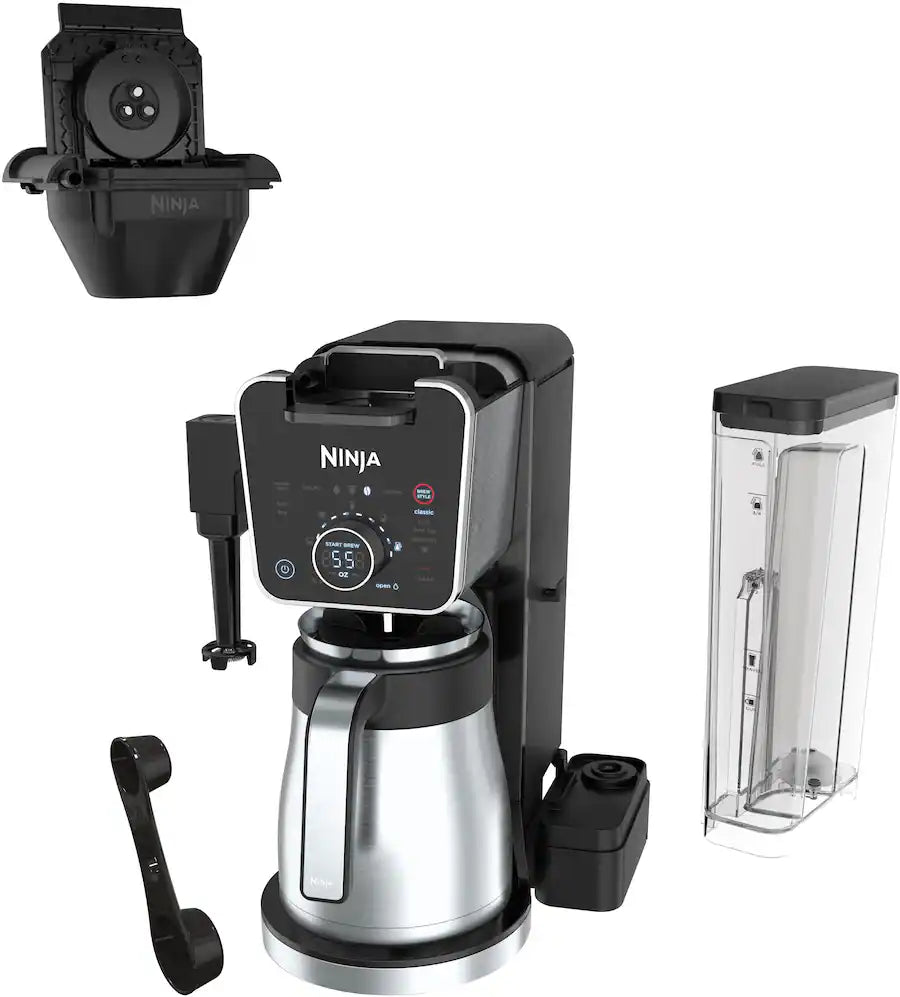 Ninja DualBrew PRO 12-Cup Specialty Coffee System with Thermal Carafe, K-Cup Compatible, Hot Water System and Frother - Black/Silver