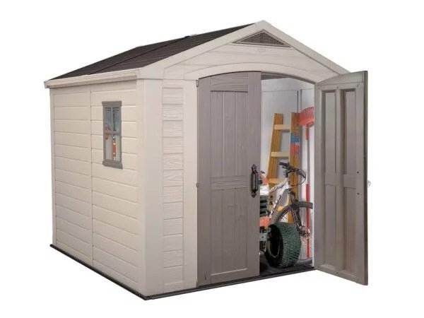 Keter Factor 8×8 ft. Resin Outdoor Storage Shed, Taupe-Brown (213563)