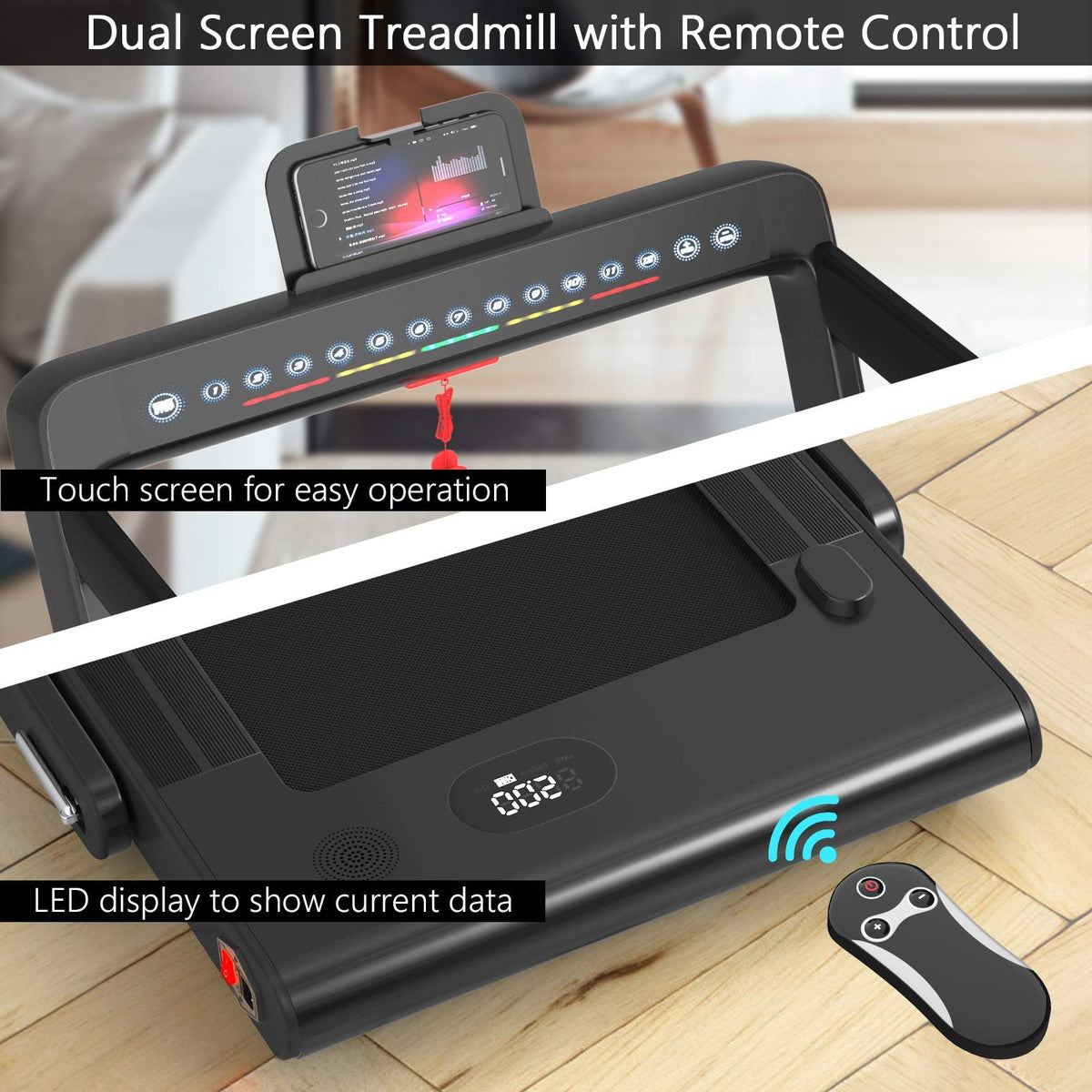 Goplus SuperFit 2-in-1 Folding Under-Desk Treadmill, 2.25 HP