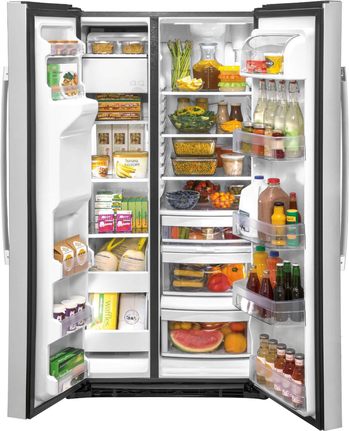 GE 25.3 Cu. Ft. Side-by-Side Refrigerator with External Ice & Water, Stainless Steel