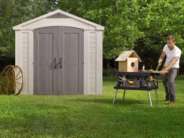Keter Factor 8×8 ft. Resin Outdoor Storage Shed, Taupe-Brown (213563)