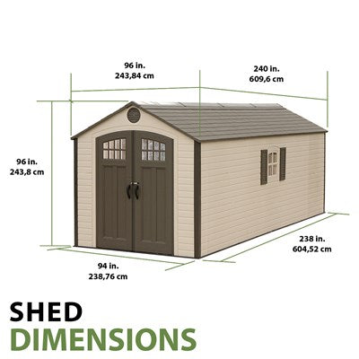 Lifetime 8 ft. × 20 ft. Outdoor Storage Shed, Desert Sand (60120)