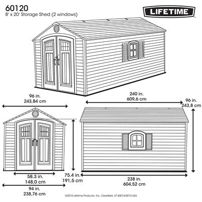 Lifetime 8 ft. × 20 ft. Outdoor Storage Shed, Desert Sand (60120)
