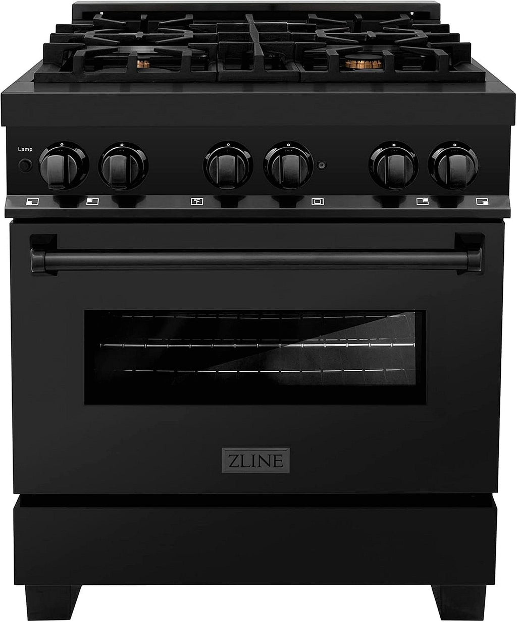 ZLINE Legacy 30 in. Dual-Fuel Range with Brass Burners, Black Stainless Steel (RAB-BR-30)