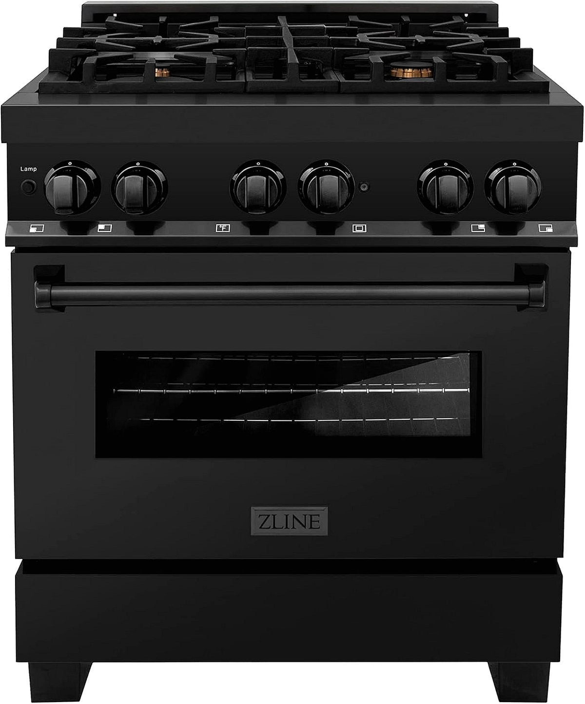 ZLINE Legacy 30 in. Dual-Fuel Range with Brass Burners, Black Stainless Steel (RAB-BR-30)