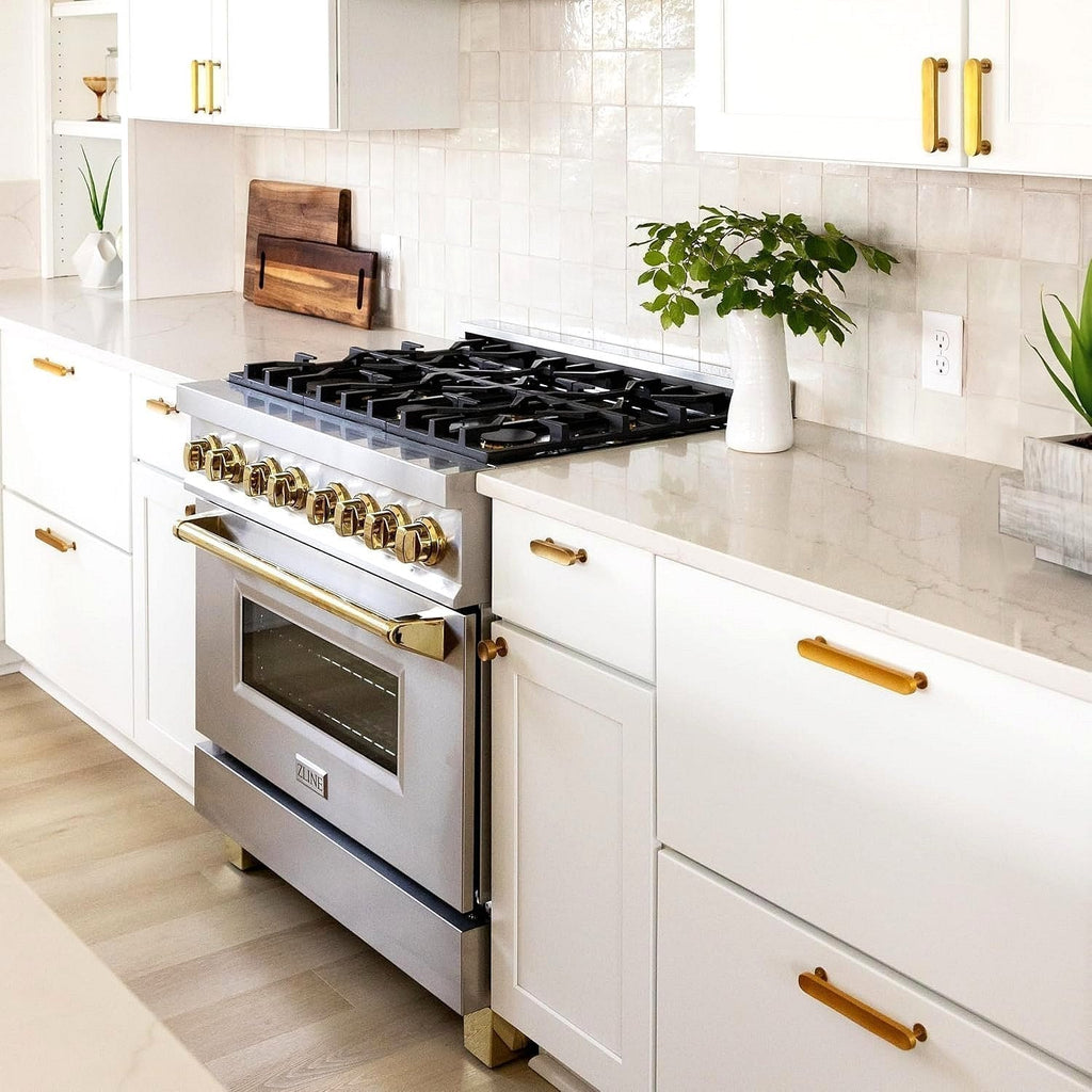 ZLINE Autograph Edition 36 in. Dual-Fuel Range with Gold Accents (RAZ-36-G)