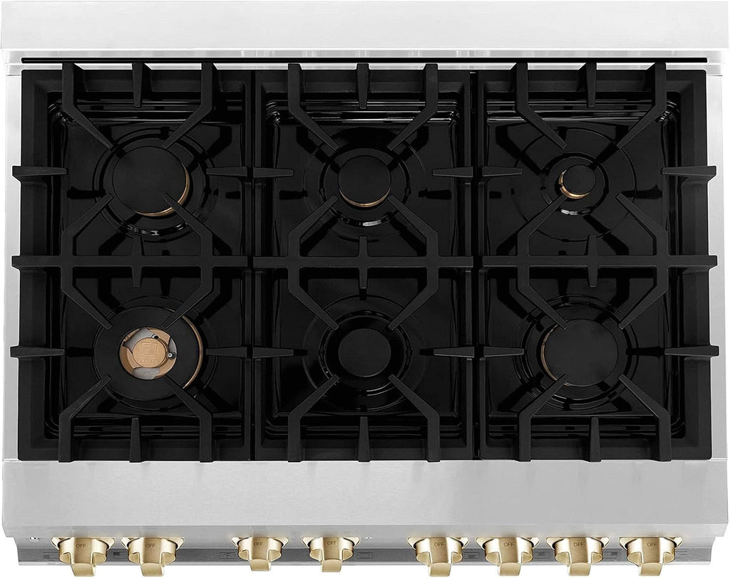 ZLINE Autograph Edition 36 in. Dual-Fuel Range with Gold Accents (RAZ-36-G)