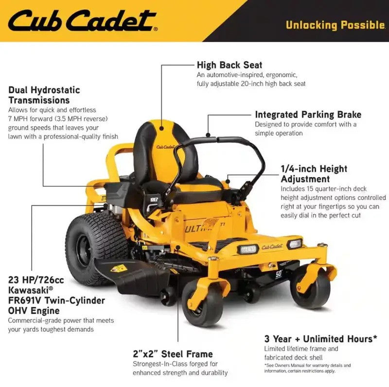 Cub Cadet Ultima ZT1 50-Inch Zero-Turn Gas Riding Lawn Mower