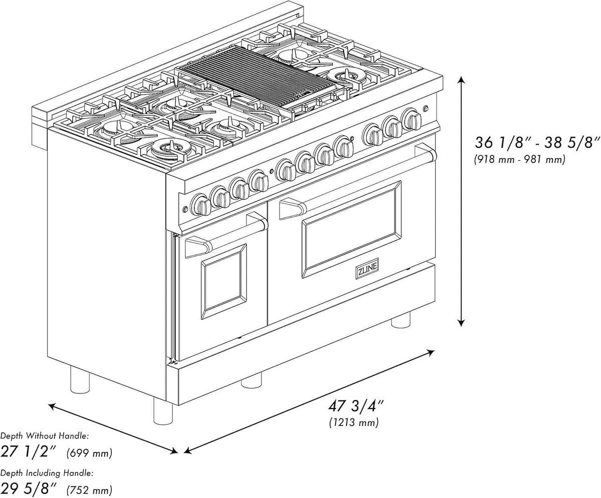 ZLINE Legacy 48 in. Dual-Fuel Range with 7-Burner Gas Cooktop and Electric Double Oven (RA48)