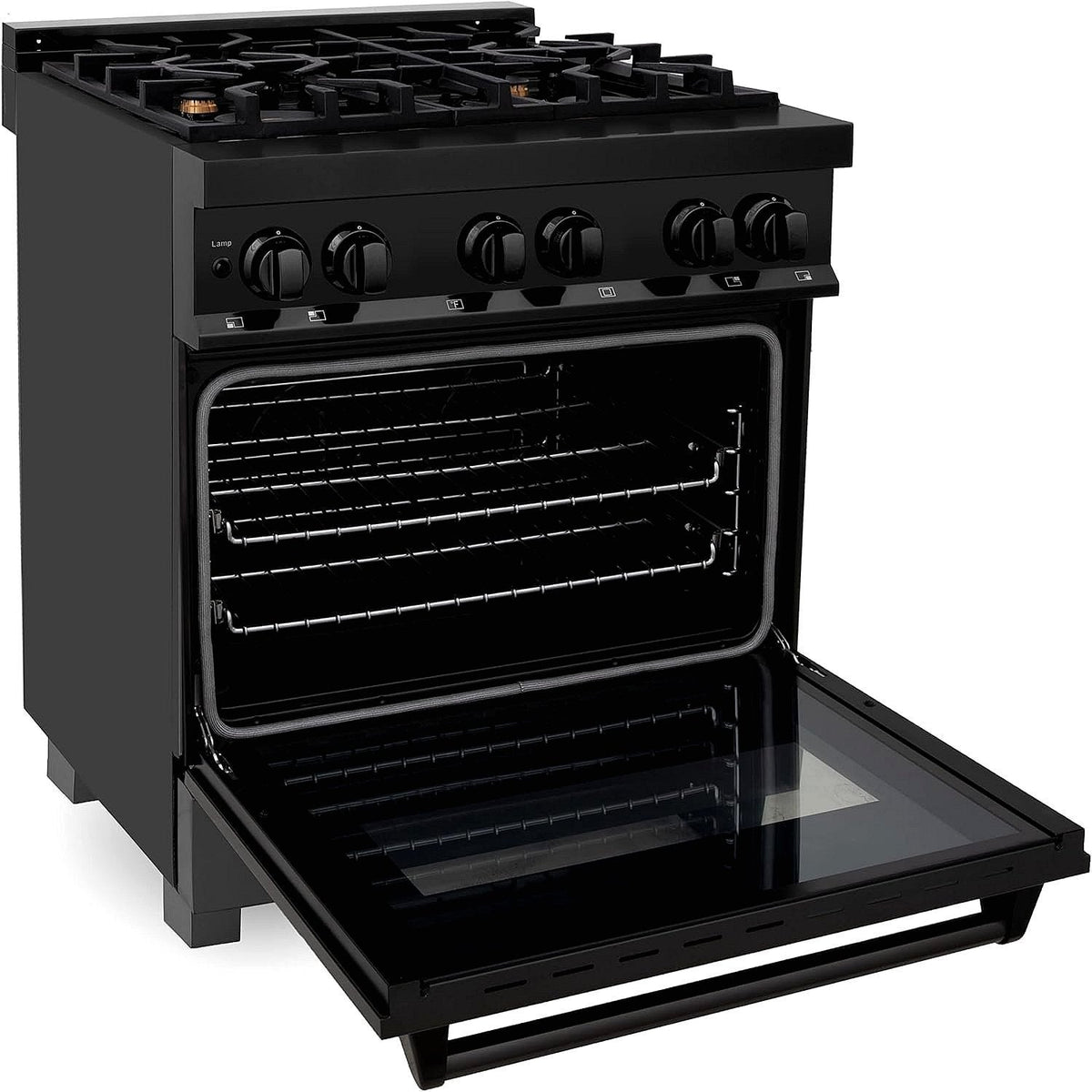 ZLINE Legacy 30 in. Dual-Fuel Range with Brass Burners, Black Stainless Steel (RAB-BR-30)