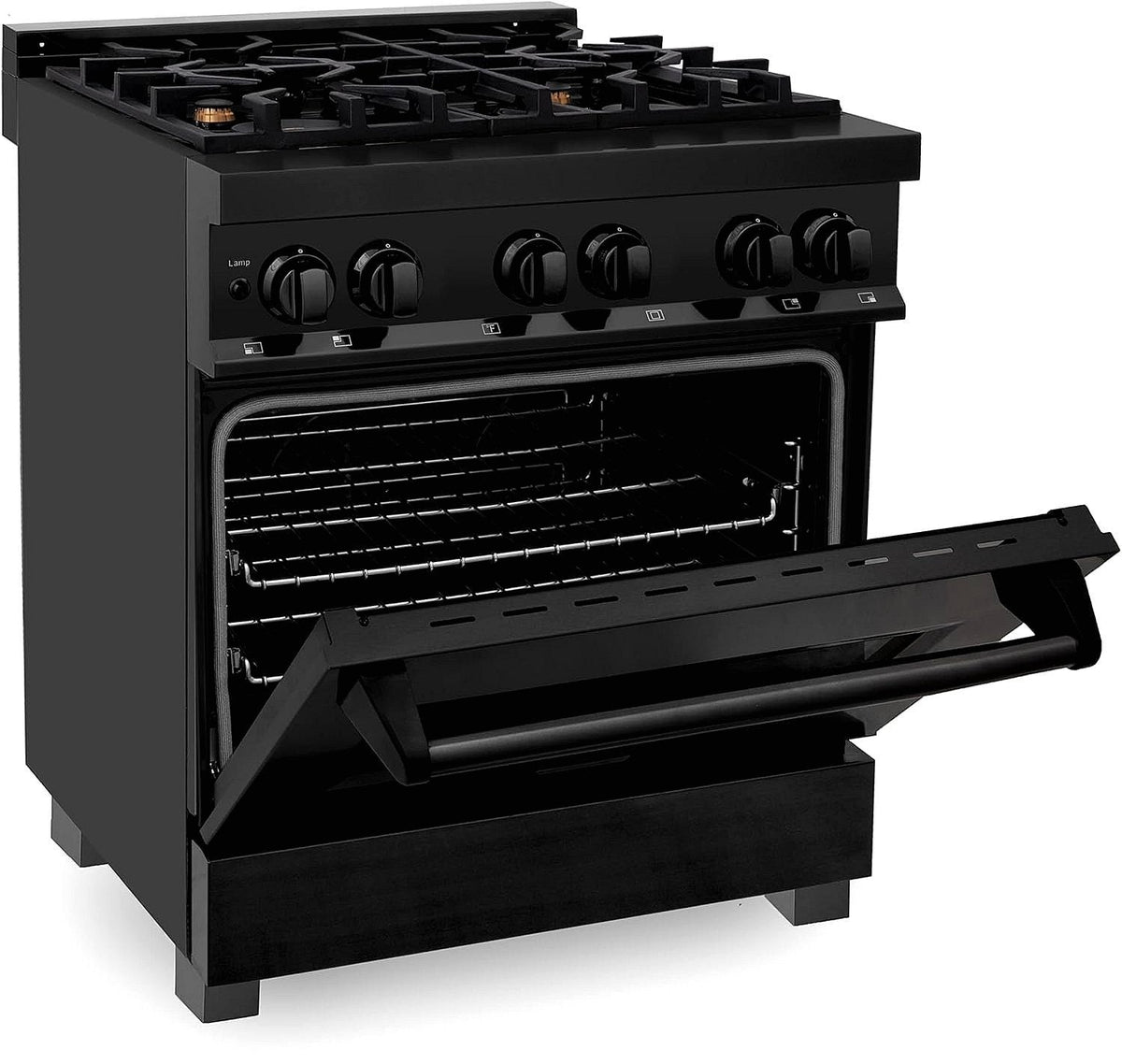 ZLINE Legacy 30 in. Dual-Fuel Range with Brass Burners, Black Stainless Steel (RAB-BR-30)