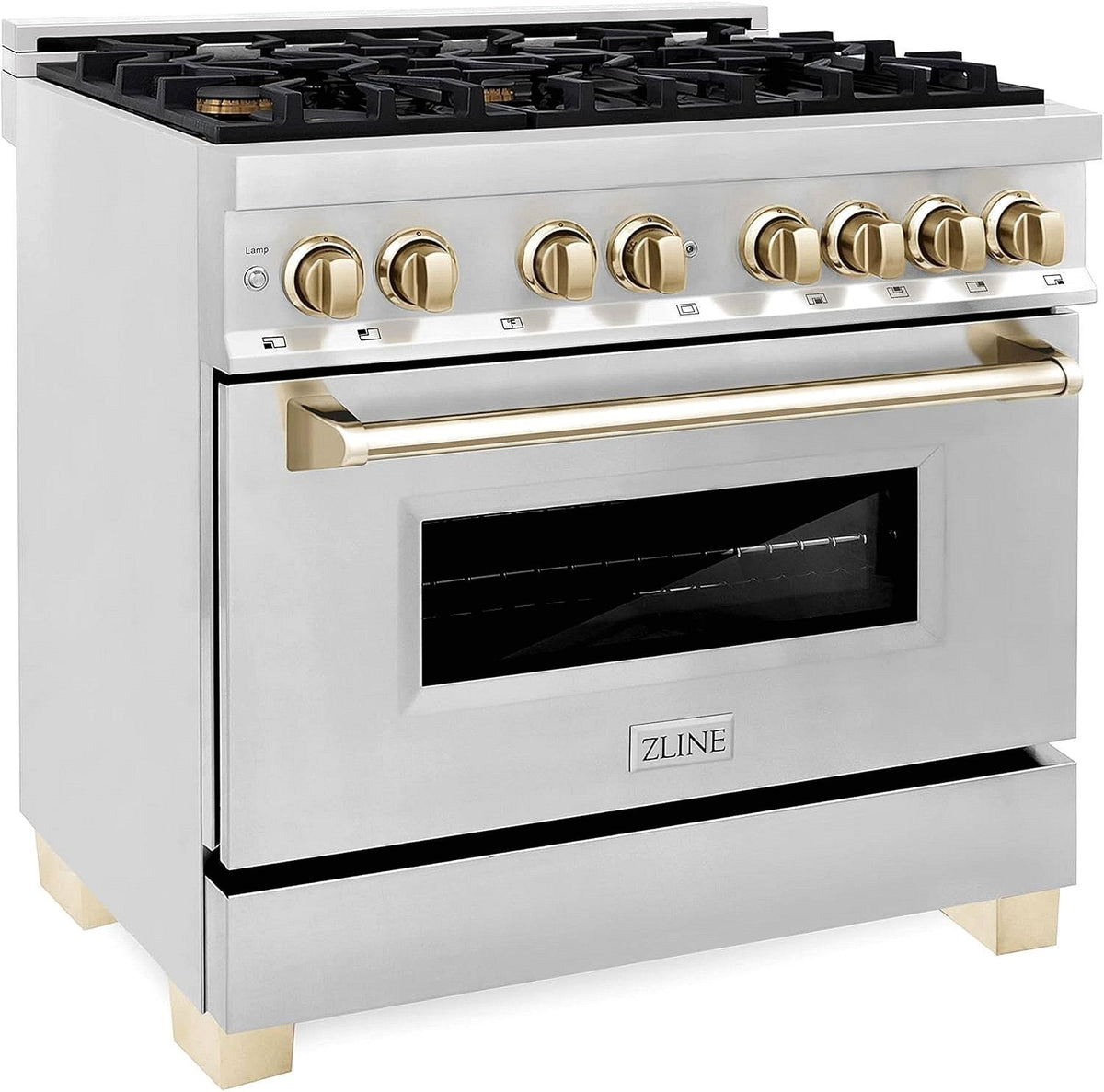 ZLINE Autograph Edition 36 in. Dual-Fuel Range with Gold Accents (RAZ-36-G)