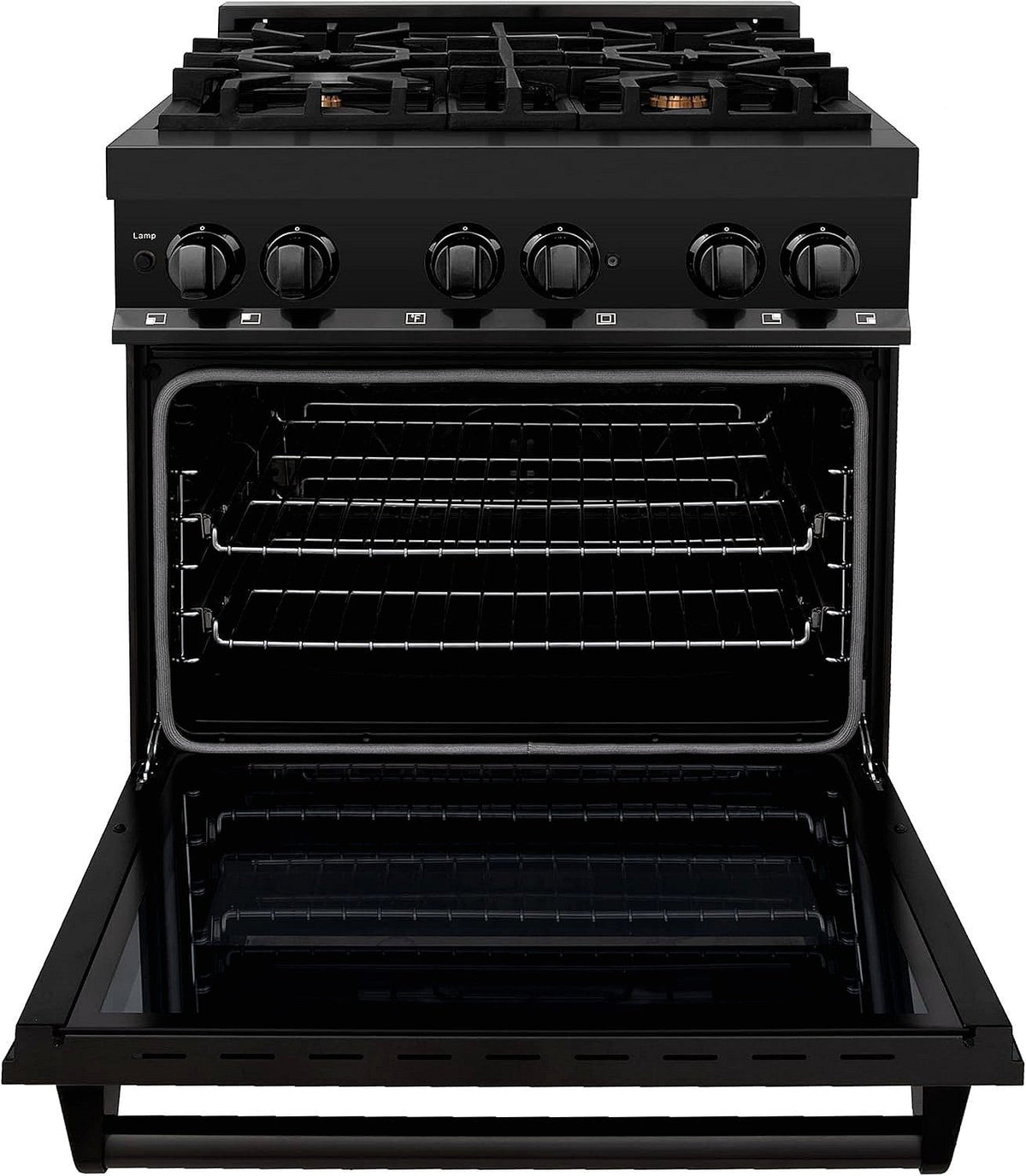ZLINE Legacy 30 in. Dual-Fuel Range with Brass Burners, Black Stainless Steel (RAB-BR-30)