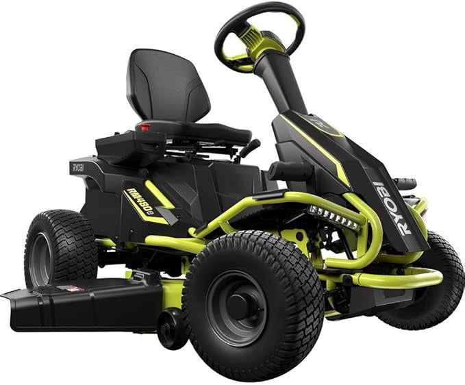RYOBI 38-Inch 100Ah Electric Rear-Engine Riding Lawn Mower - Model RY48111