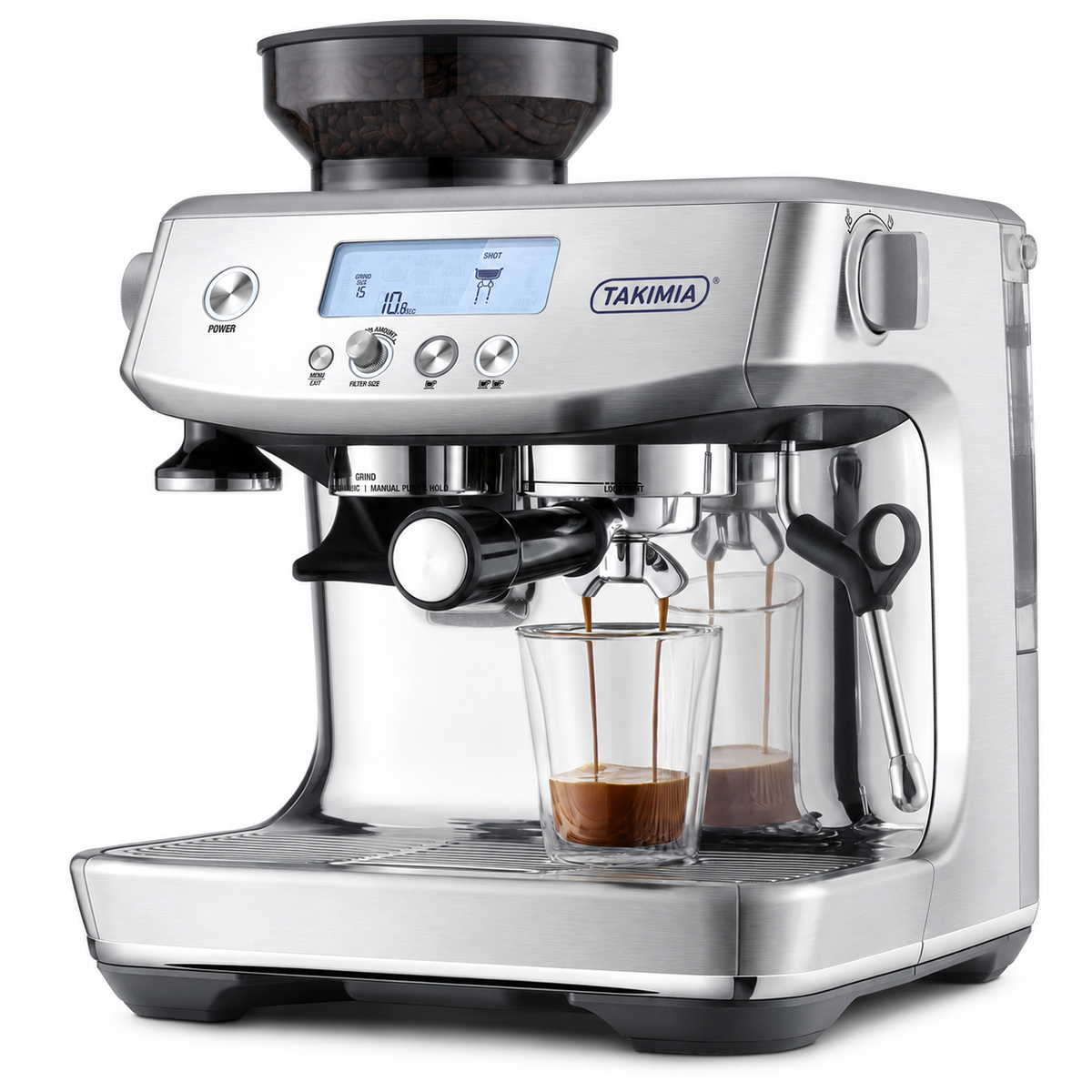 Takimia ProGrind Espresso Machine - Integrated Grinder and Rapid Heat-Up Bean-to-Cup System