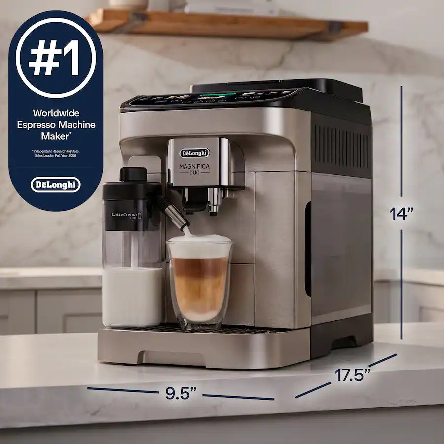 De'Longhi Magnifica Duo Fully Automatic Coffee and Espresso Machine, ECAM33080SXB Silver