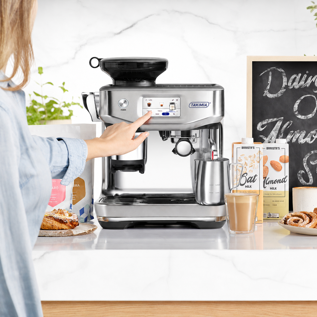 Takimia TouchPress Espresso Machine - Touchscreen Guidance with Assisted Puck System