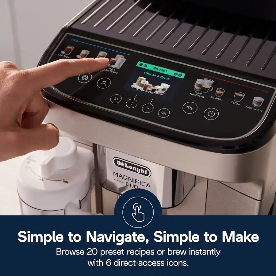 De'Longhi Magnifica Duo Fully Automatic Coffee and Espresso Machine, ECAM33080SXB Silver