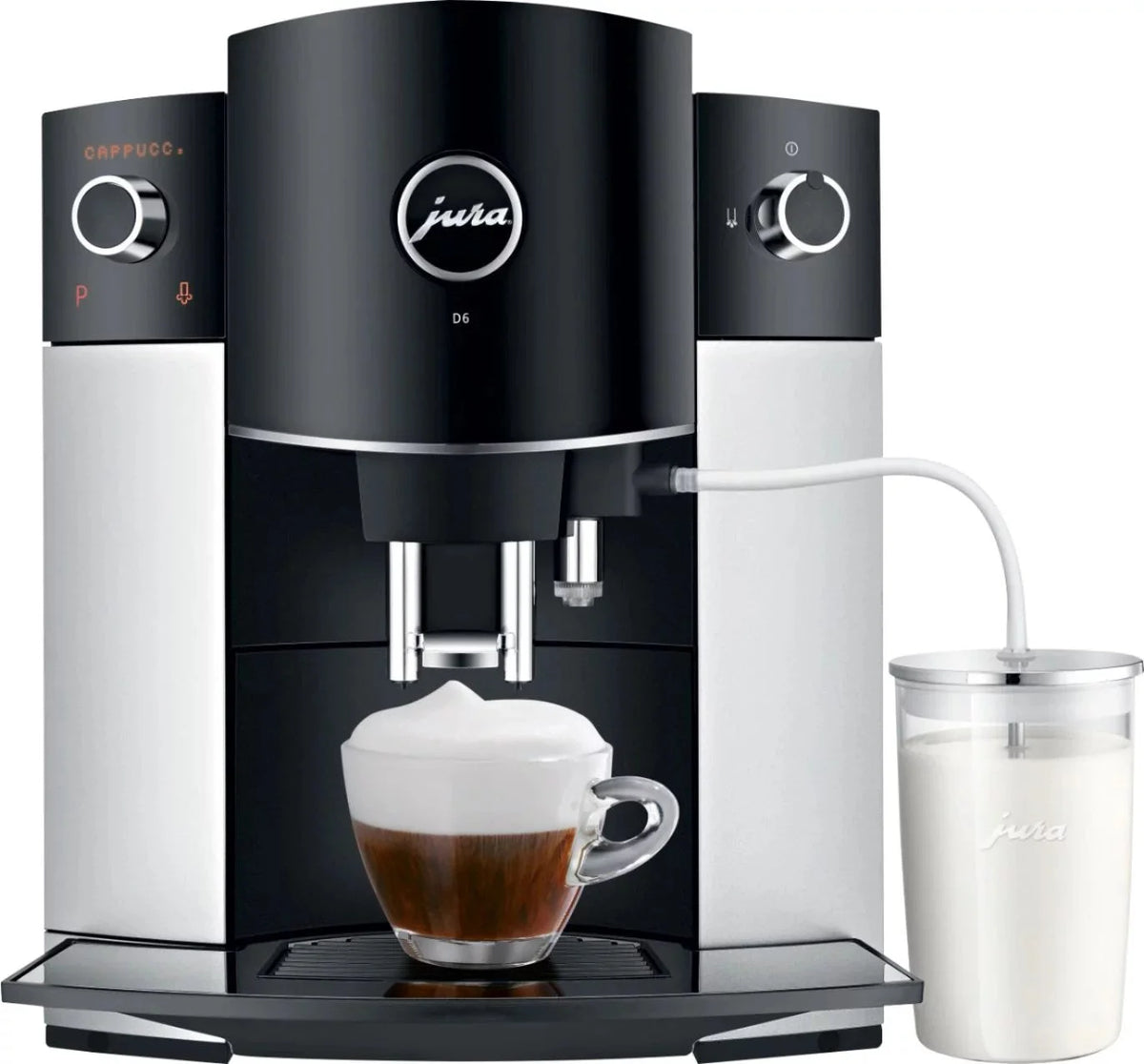 JURA D6 Automatic Coffee Machine & Espresso Maker – Platinum, One-Touch Cappuccino