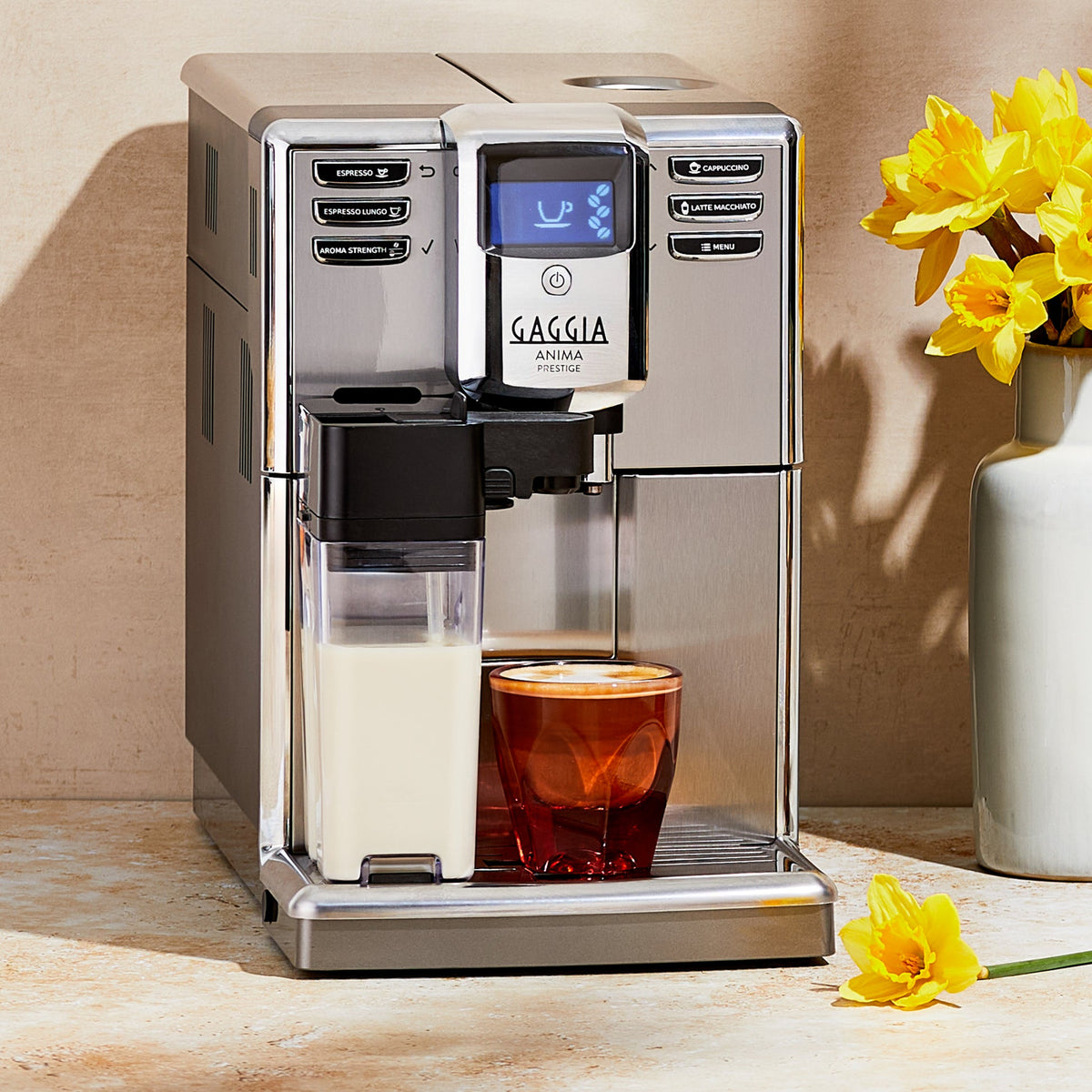 Gaggia Anima Prestige Super-Automatic Espresso Machine – One-Touch Cappuccino & Latte Macchiato, Stainless Steel