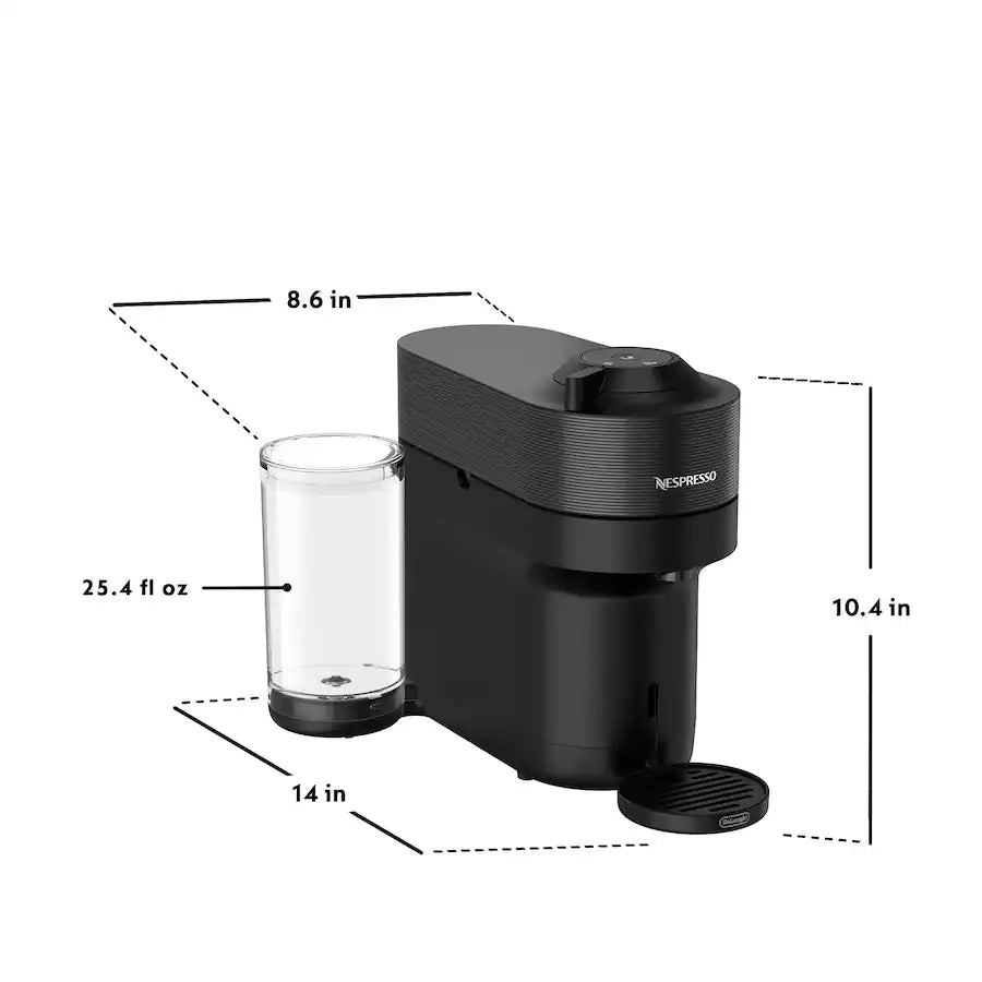 Nespresso Vertuo Pop+ Coffee and Espresso Maker by De'Longhi with Milk Frother, Liquorice Black